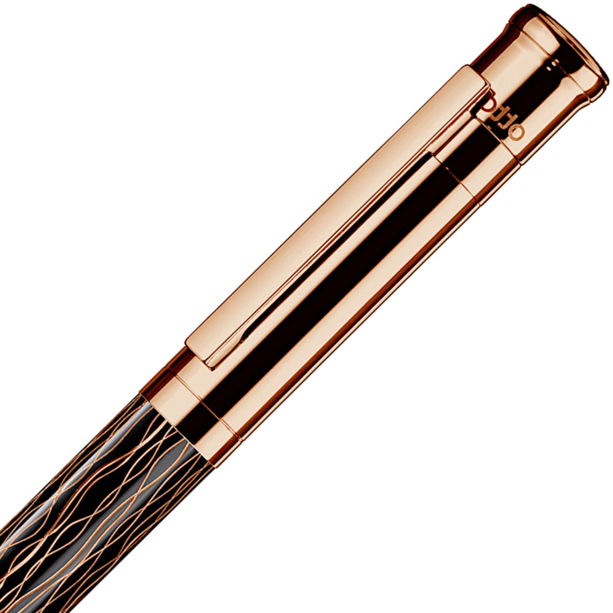 OttoHutt, Füller, design04, Wellen-Guillochierung, Schwarz Roségold - Schreib und Stil