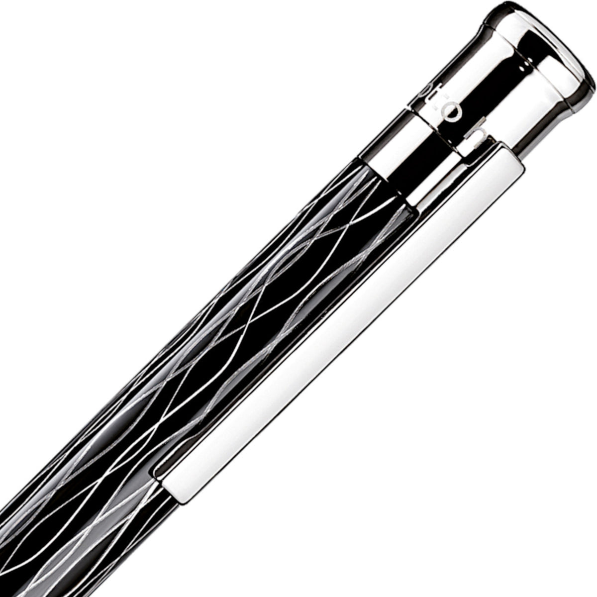OttoHutt, Rollerball, design04, Wellen-Guillochierung, Schwarz Platin - Schreib und Stil