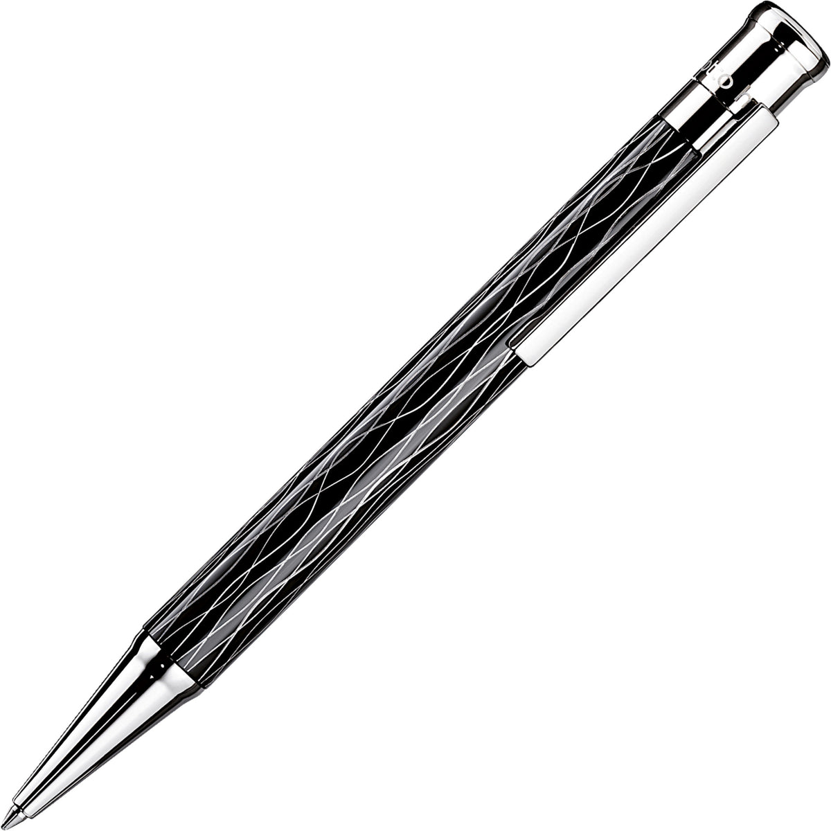 OttoHutt, Rollerball, design04, Wellen-Guillochierung, Schwarz Platin - Schreib und Stil