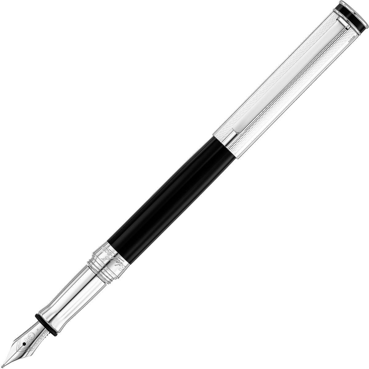Waldmann, Füller, Edelfeder, Korn Design, Silber Lack Schwarz - Schreib und Stil