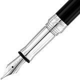 Waldmann, Füller, Edelfeder, Korn Design, Silber Lack Schwarz