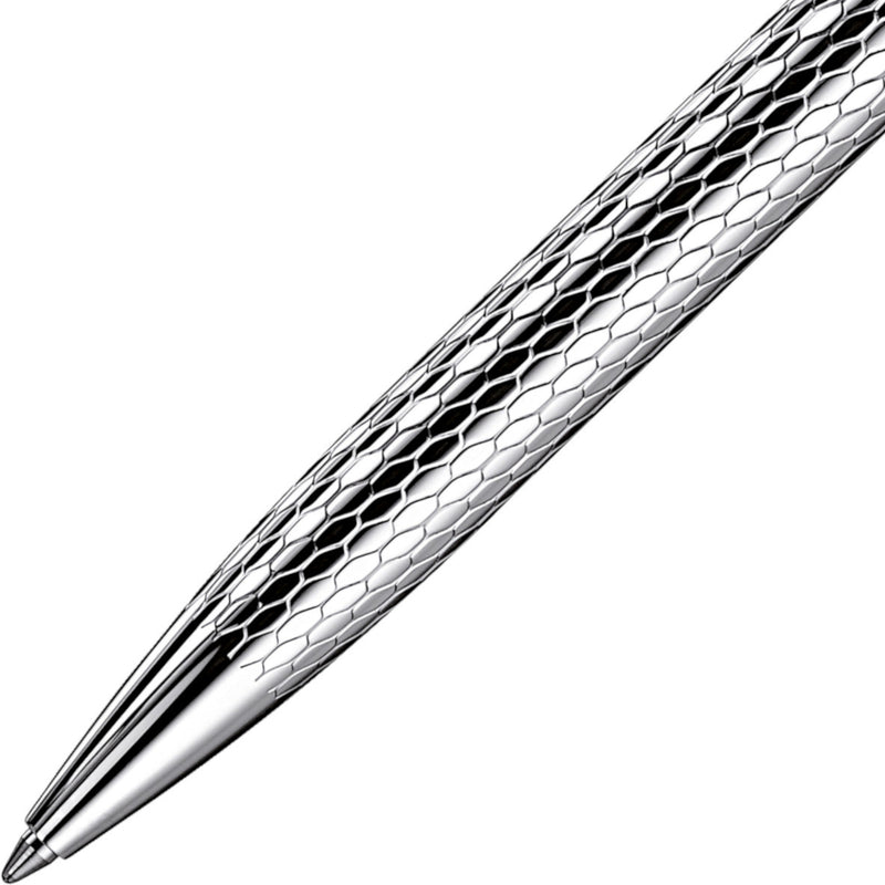 OttoHutt, Kugelschreiber, design02, Waben-Guillochierung, Silber Platin