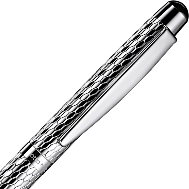 OttoHutt, Kugelschreiber, design02, Waben-Guillochierung, Silber Platin
