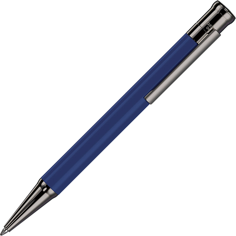 OttoHutt, Kugelschreiber, design04, Glanz, Ruthenium, Kornblumenblau