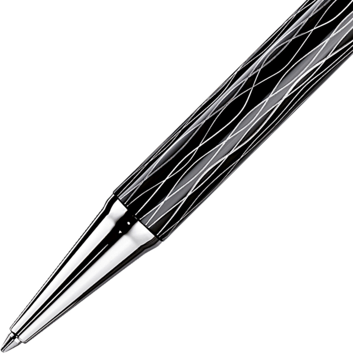 OttoHutt, Rollerball, design04, Wellen-Guillochierung, Schwarz Platin - Schreib und Stil