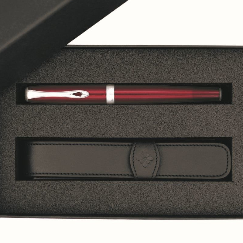 Diplomat, Geschenkset, Excellence A2 Magma Rot mit 1er Lederetui und Tintenglas