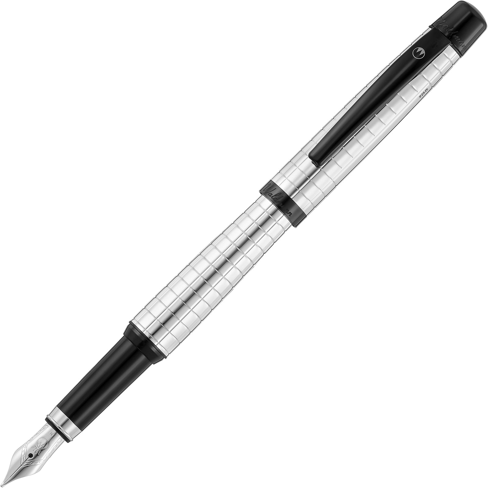 Waldmann Concorde Füllfederhalter – Edelstahlfeder F, Quadratisches Design, Silber