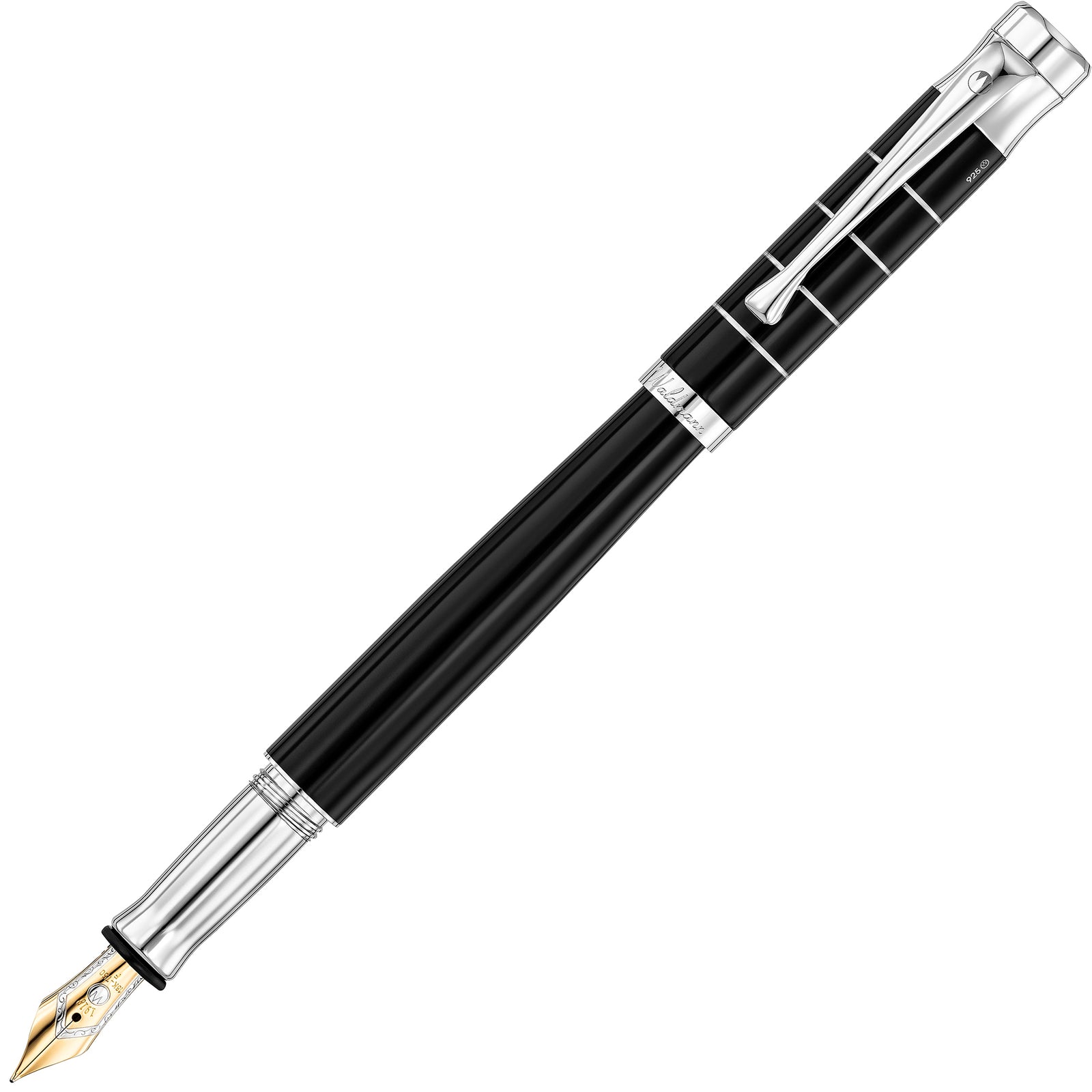 Waldmann Füllhalter TANGO – 925 Sterling Silber, Guillochierung Korn, Feder M, Schraubkappe
